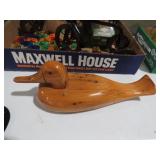 WORMY CHESTNUT SIGNED AND CARVED WOOD DUCK