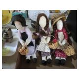 3 PRIMITIVE AMISH DOLLS
