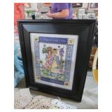 FRAMED CROSS STITCH "TWO FRIENDS"