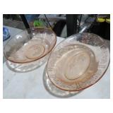 PAIR PINK DEPRESSION SERVING BOWLS
