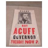 1972 AUTOGRAPHED ROY ACUFF FOR GOVERNOR POSTER