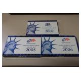2002, 2005, 2006 US MINT PROOF SETS