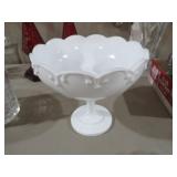 VINTAGE INDIANA GLASS TEARDROP MILKGLASS COMPOTE