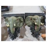 PAIR OF RESIN ELEPHANT WALL SHELVES