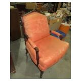 SHERRILL PEACH COLOR CARVED WOOD ARM CHAIR