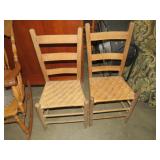 (2) COUNTRY LADDER BACK WOVEN SEAT CHAIRS