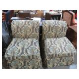 PAIR FLORAL PADDED SIDE CHAIRS
