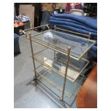 METAL 3 TIERED GLASS TOP PATIO BAR CART
