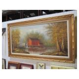 FRAMED ROBERT MOORE COUNTRY GRISTMILL OIL PAINTING