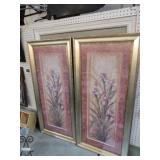 PAIR OF GOLD ORNATE FRAMED FLORAL PRINTS