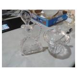 VTG ETCHED BLEIKRISTALL CRUET & SUGAR DISH