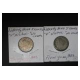 (2) 1883 "NO CENTS" LIBERTY V NICKELS