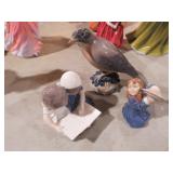 PAIR LLADRO STYLE FIGURINES&ROYAL DOULTON BIRD FIG