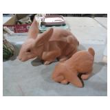 PAIR TERRACOTTA RABBIT FIGURES