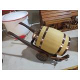 WHEEL BARROW WITH BARREL DISPENCER