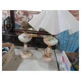 2 VIN. FLORAL PORCELAIN TABLE LAMPS 1 W/SHADE