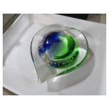 BLUE & GREEN HEART PAPER WEIGHT