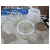 FRENCH OPALESCENT PITCHER, SUGAR, CREAMER