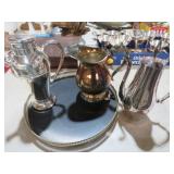 COLL OF SILVERPLATE PITCHER, COFFEE POT, TEA POT