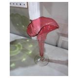 ANTIQUE VICTORIAN CRANBERRY ART GLASS VASE