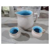 PIGEON FORGE POTTERY PITCHER, SUGAR & CREAMER