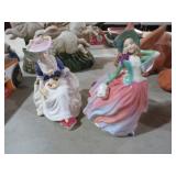 PAIR ROYAL DOULTON VICTORIAN LADY FIGURINES