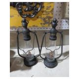 PAIR OF METAL & GLASS GLOBE LANTERNS