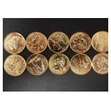 (10) 24K GOLD PLATED US STATE QUARTERS