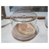GLASS DISPLAY DOME W/WOOD BASE