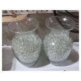 2 GLASS CONTAINERS OF BEADS