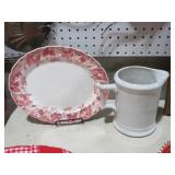 EARLY IRONSTON PLATTER  AND TRANSFERWARE PITCHER