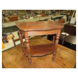 ANTIQUE INLAID TOP 2 TIERED TABLE