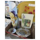COLL OF IRIS DECOR VASES, TRINKET DISH