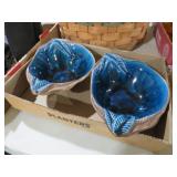 2 BLUE & BROWN GLAZED MC CALIFORNIA POTTERY BOWLS
