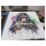 MONKEY PAINTING ON CANVAS