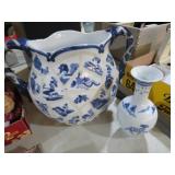 2 BLUE AND WHITE VASES