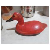 NICE RED PAINTED RESIN DECOY DUCK