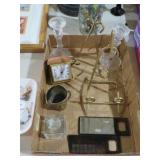 COLL. BRASS ITEMS, CLOCKS, CANDLEHOLDERS & MISC
