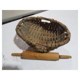 UNIQUE BASKET AND WOOD ROLLING PIN