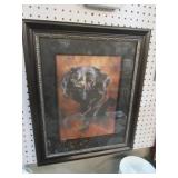 FRAMED ARTIST SIGNED DOG ART PRINT