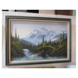 FRAMED OIL ON CANVAS MT. SCENE