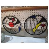 PAIR OF 13" ROUND METAL WALL DECOR
