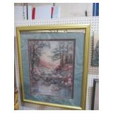 FRAMED MOUNTAIN & STREAM ART SIGNED AND NUMBERED