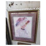 FRAMED VICTORIAN LADY PRINT SIGNED