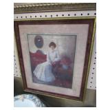 FRAMED ART. SIGNED VICTORIAN LADY PRINT