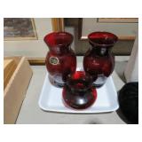 COLLECTION OF RUBY RED VASES