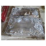 2 AUTHOR AND COURT SILVER PLATE TRAYS, BUTTER KNIF