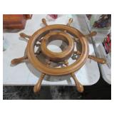 25" WOOD SHIP WHEEL W/ WALL MOUNT