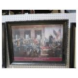 WOOD ORNATE FRAMED SIGNING OF THE CONSTITUTION PIC