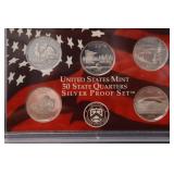 2005 S US MINT SILVER PROOF STATE QUARTER SET 90%